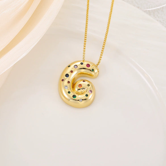 Wholesale Copper Letter Pendant Necklace With Smooth Color And Zircon Inlay Hip Hop Style Creative And Personalized