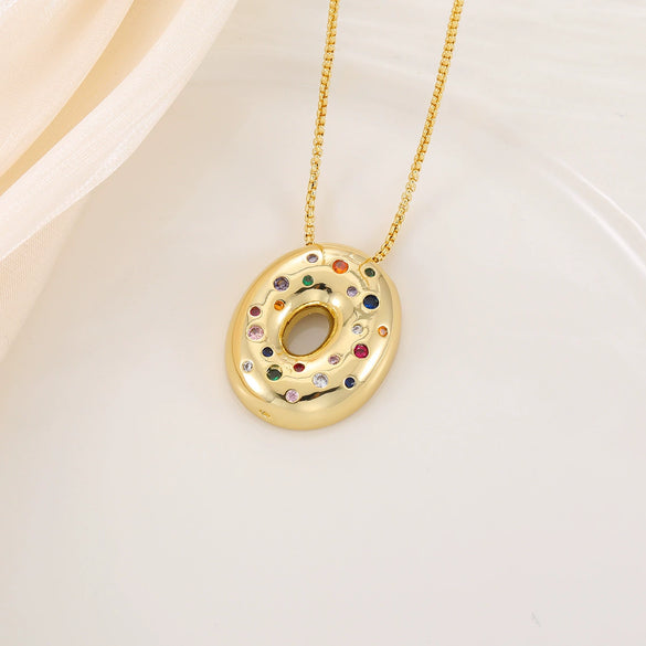 Wholesale Copper Letter Pendant Necklace With Smooth Color And Zircon Inlay Hip Hop Style Creative And Personalized