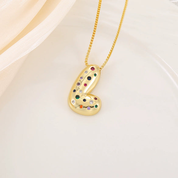 Wholesale Copper Letter Pendant Necklace With Smooth Color And Zircon Inlay Hip Hop Style Creative And Personalized