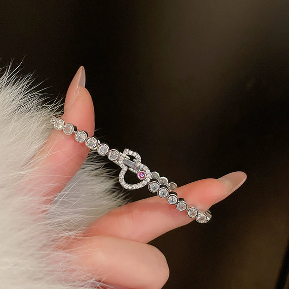 Wholesale Copper Letter Zirconia Inlayed Fashion Exquisite Cold Style Light Luxury High End Feeling Temperament Women's Bracelet