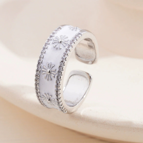Wholesale Copper Light Luxury Geometric Oil Dropping Enamel Open Ring Jewelry For Women With Electroplating