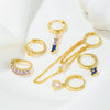 Wholesale Copper Light Luxury Tassel Sapphire Earrings With Geometric And Flower Pattern And Inlaid Zircon