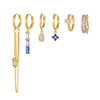 Wholesale Copper Light Luxury Tassel Sapphire Earrings With Geometric And Flower Pattern And Inlaid Zircon