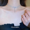 Wholesale Copper Love Bow Heart Zircon Pearl Tassel Clavicle Chain Necklace With Diamond Design And Mixed Gem Inlay