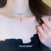 Wholesale Copper Love Bow Heart Zircon Pearl Tassel Clavicle Chain Necklace With Diamond Design And Mixed Gem Inlay