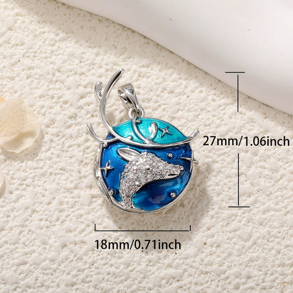 Wholesale Copper Love Christmas Elk Pendant Necklace With Heart Shape Geometric Letters Zirconia Design