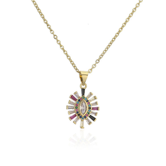 Wholesale Copper Micro Inlaid Pendant Necklace With Geometric Pattern For Women Copper Plated 18K Gold