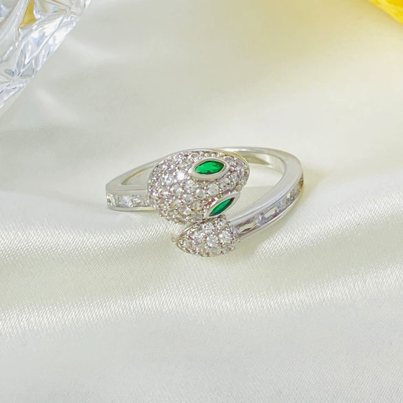 Wholesale Copper Micro Inlaid Zircon Winding Snake Ring Animal Style Electroplated For Women