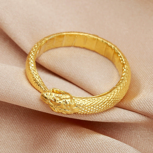 Wholesale Copper Micro Inlaid Zircon Winding Snake Ring Animal Style Electroplated For Women