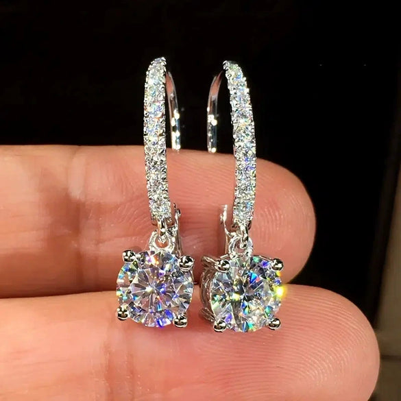 Wholesale Copper Microinlaid Diamond Zircon Geometric Earrings For Women