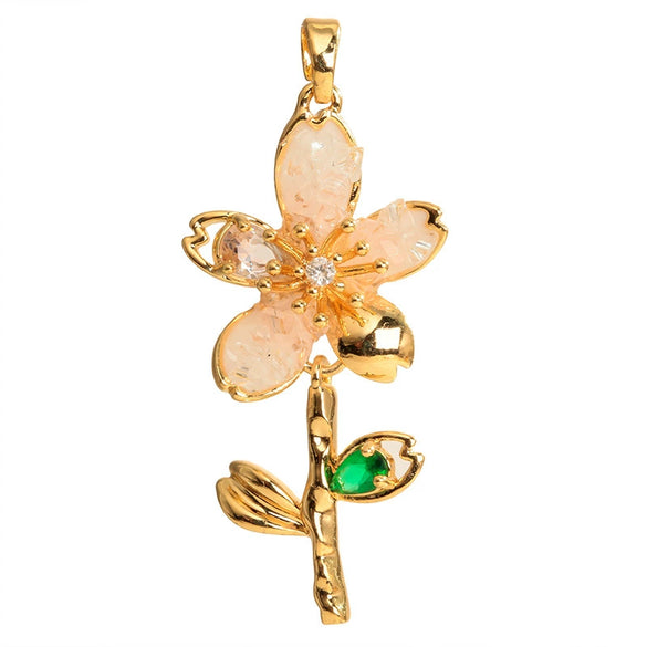 Wholesale Copper Microinlaid Flower Necklace With Zircon And Oil Painting Pendant For Women Electroplated Fashionable And Versatile Clavicle Chain Jewelry
