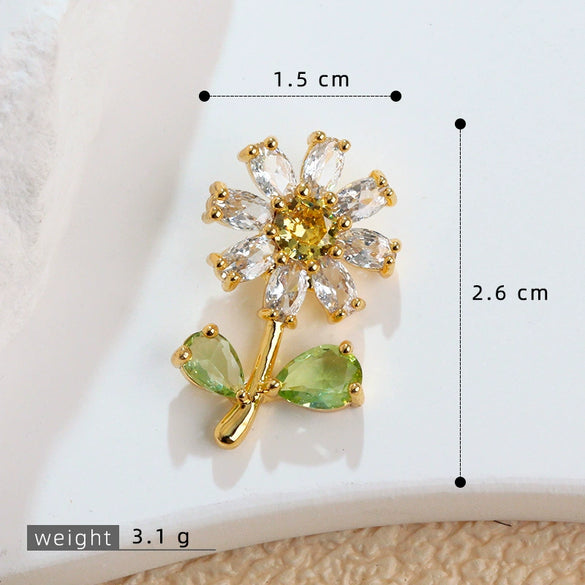 Wholesale Copper Microinlaid Flower Necklace With Zircon And Oil Painting Pendant For Women Electroplated Fashionable And Versatile Clavicle Chain Jewelry