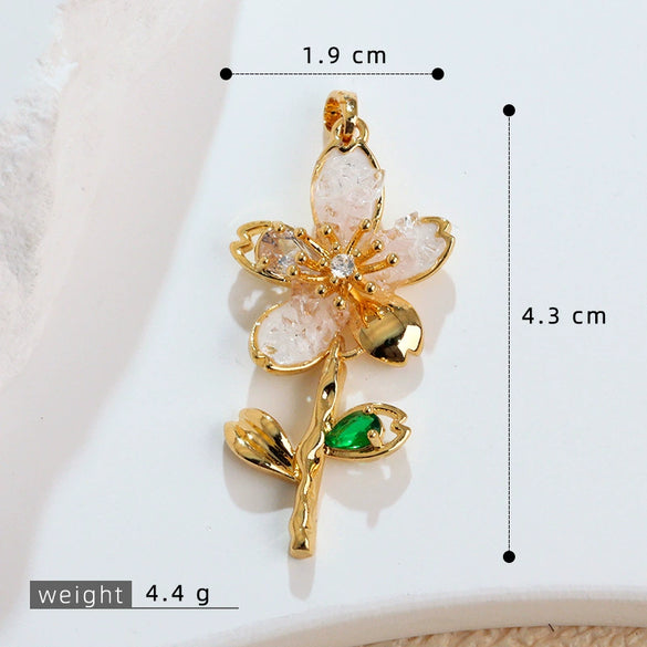 Wholesale Copper Microinlaid Flower Necklace With Zircon And Oil Painting Pendant For Women Electroplated Fashionable And Versatile Clavicle Chain Jewelry
