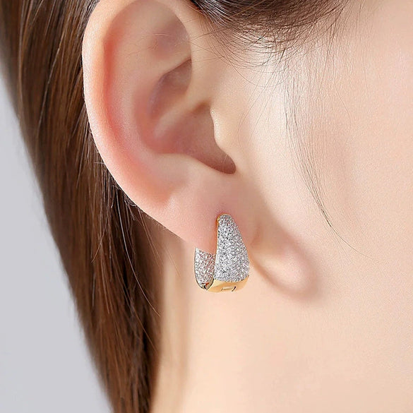 Wholesale Copper Microinlaid Geometric Triangular Earrings Set With Zirconia For Women