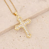 Wholesale Copper Microinlaid Zircon Cross Hip Hop 18K Gold Pendant Necklace