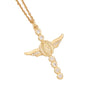 Wholesale Copper Microinlaid Zircon Cross Hip Hop 18K Gold Pendant Necklace