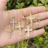 Wholesale Copper Microinlaid Zircon Cross Hip Hop 18K Gold Pendant Necklace