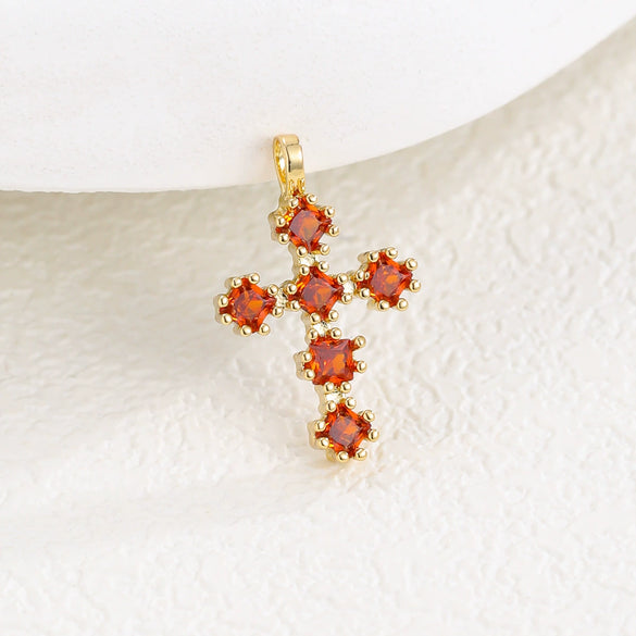 Wholesale Copper Microinlaid Zircon Cross Necklace Women's Retro Light Luxury Highend Clavicle Chain Elegant Allmatch Accessories