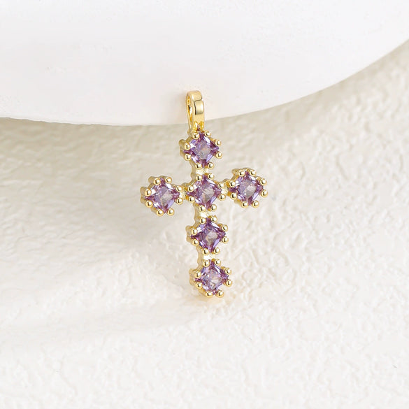 Wholesale Copper Microinlaid Zircon Cross Necklace Women's Retro Light Luxury Highend Clavicle Chain Elegant Allmatch Accessories