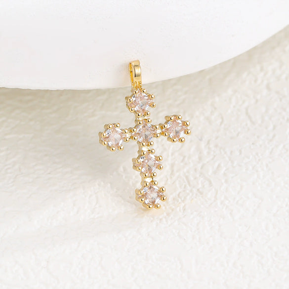 Wholesale Copper Microinlaid Zircon Cross Necklace Women's Retro Light Luxury Highend Clavicle Chain Elegant Allmatch Accessories