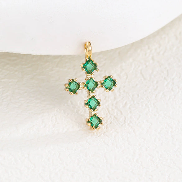 Wholesale Copper Microinlaid Zircon Cross Necklace Women's Retro Light Luxury Highend Clavicle Chain Elegant Allmatch Accessories