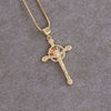 Wholesale Copper Microinlaid Zircon Cross Pendant Hiphop Necklace Electroplated Unisex
