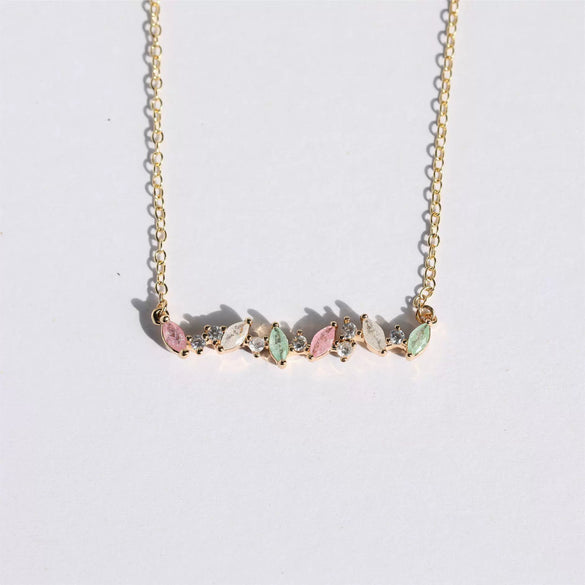 Wholesale Copper Microinlaid Zircon Geometric Style Women's Clavicle Chain Necklace With Electroplating O Word Chain