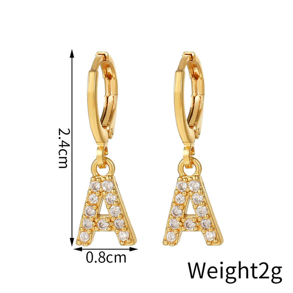 Wholesale Copper Microinlaid Zircon Letter Earring For Women