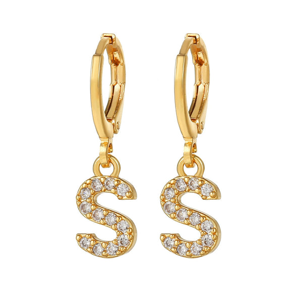 Wholesale Copper Microinlaid Zircon Letter Earring For Women