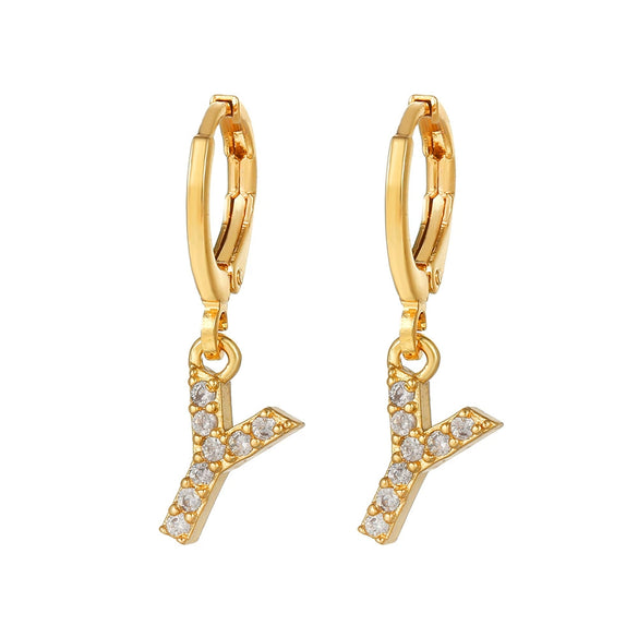 Wholesale Copper Microinlaid Zircon Letter Earring For Women
