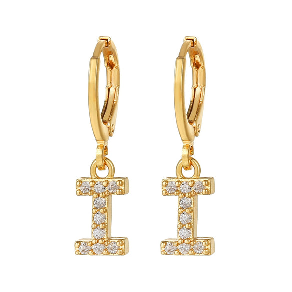Wholesale Copper Microinlaid Zircon Letter Earring For Women