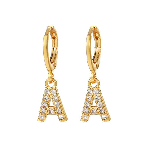 Wholesale Copper Microinlaid Zircon Letter Earring For Women