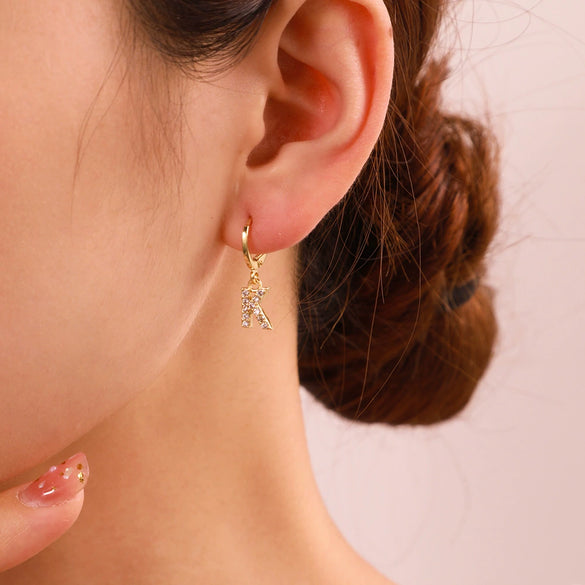 Wholesale Copper Microinlaid Zircon Letter Earring For Women