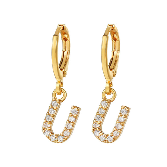 Wholesale Copper Microinlaid Zircon Letter Earring For Women