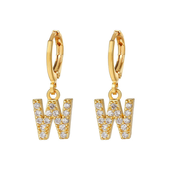 Wholesale Copper Microinlaid Zircon Letter Earring For Women