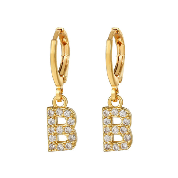 Wholesale Copper Microinlaid Zircon Letter Earring For Women
