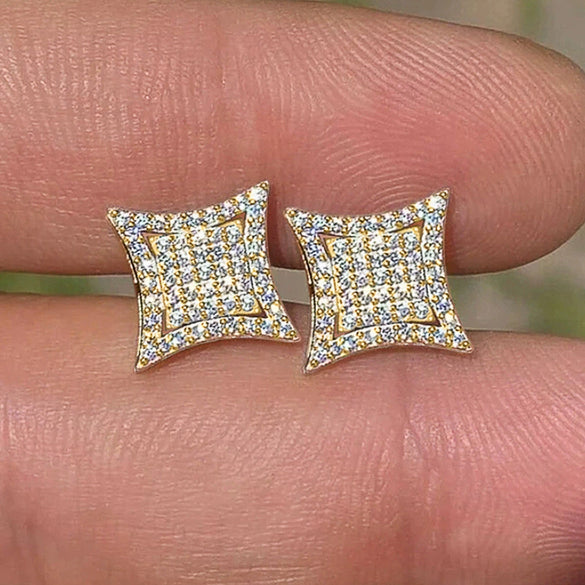 Wholesale Copper Microinlaid Zircon Rhombus Geometric Earrings For Women