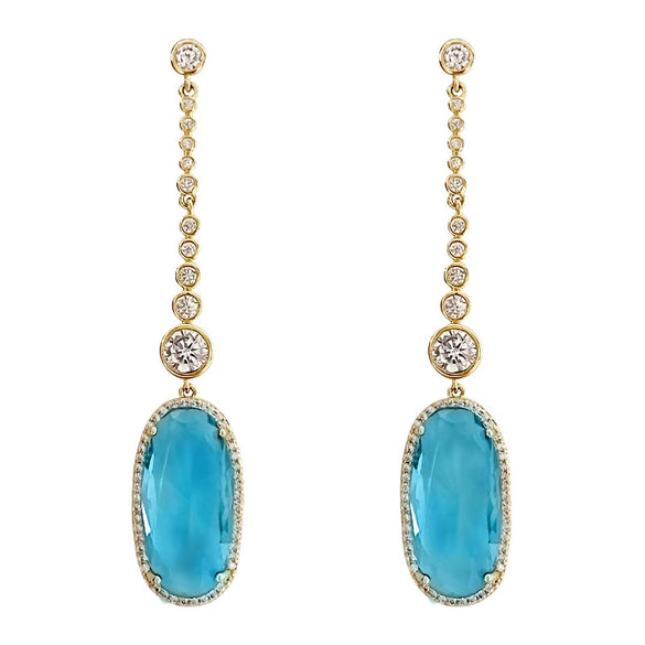 Wholesale Copper Microinlaid Zircon Tassel Elegant Geometric Earrings