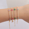 Wholesale Copper Microinlaid Zircon Women's Fivepetal Flower Style Bracelet With Electroplating