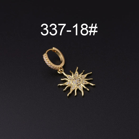 Wholesale Copper Microinlay Irregular Animals Zodiac Ear Buckle Piercing Earrings Jewelry