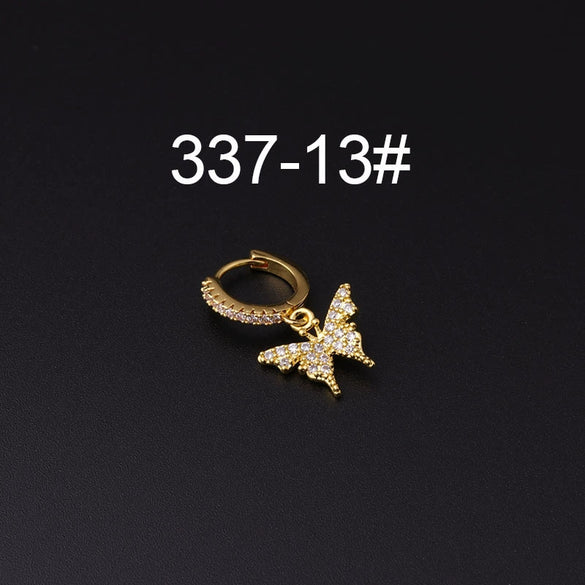 Wholesale Copper Microinlay Irregular Animals Zodiac Ear Buckle Piercing Earrings Jewelry