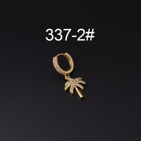 Wholesale Copper Microinlay Irregular Animals Zodiac Ear Buckle Piercing Earrings Jewelry