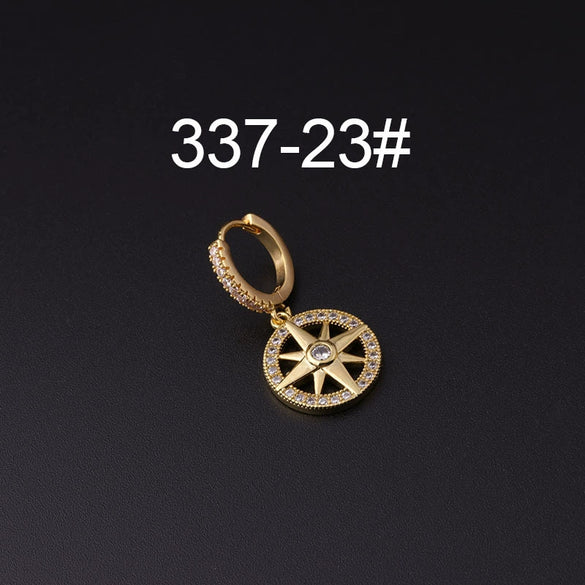 Wholesale Copper Microinlay Irregular Animals Zodiac Ear Buckle Piercing Earrings Jewelry