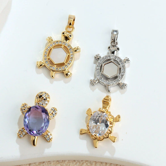Wholesale Copper Micropaved Animal Zodiac Marine Life Turtle Starfish Necklace Pendant Cartoon Style