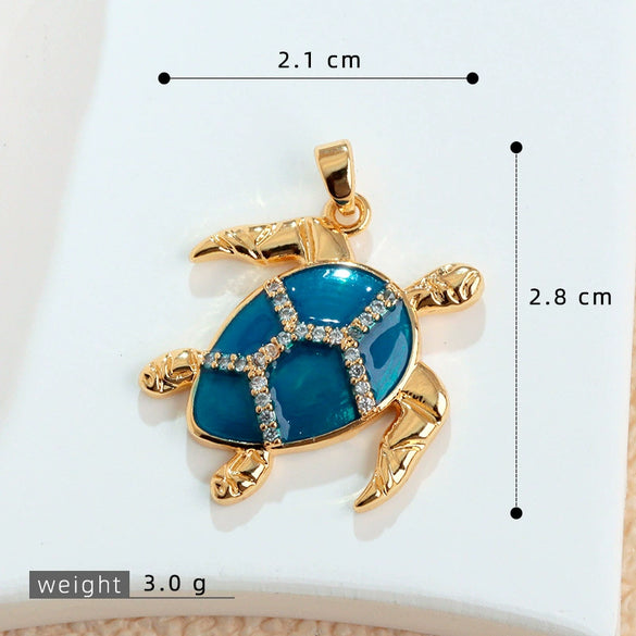 Wholesale Copper Micropaved Animal Zodiac Marine Life Turtle Starfish Necklace Pendant Cartoon Style