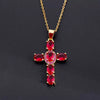 Wholesale Copper Micropaved Colorful Zircon Geometric Cross Pendant Clavicle Chain Necklace Jewelry