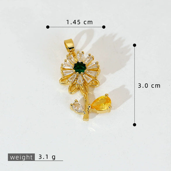 Wholesale Copper Micropaved Flower Pendant Women's Necklace