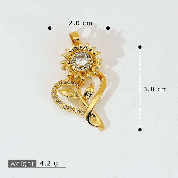 Wholesale Copper Micropaved Flower Pendant Women's Necklace