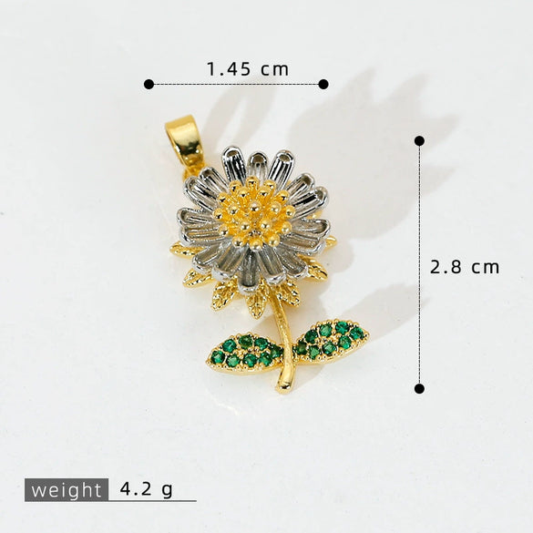 Wholesale Copper Micropaved Flower Pendant Women's Necklace