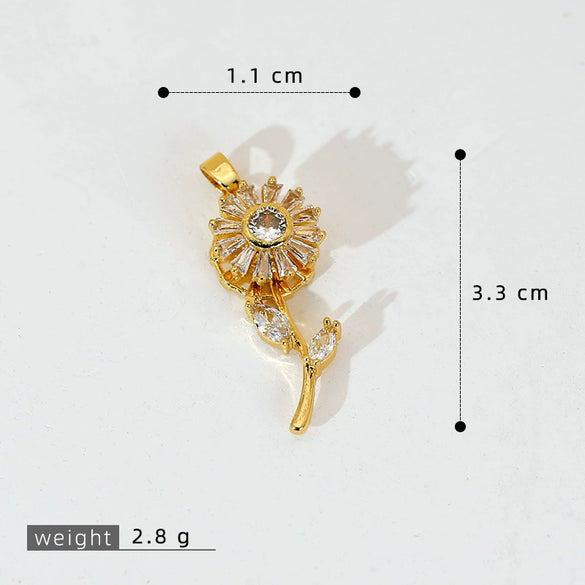 Wholesale Copper Micropaved Flower Pendant Women's Necklace